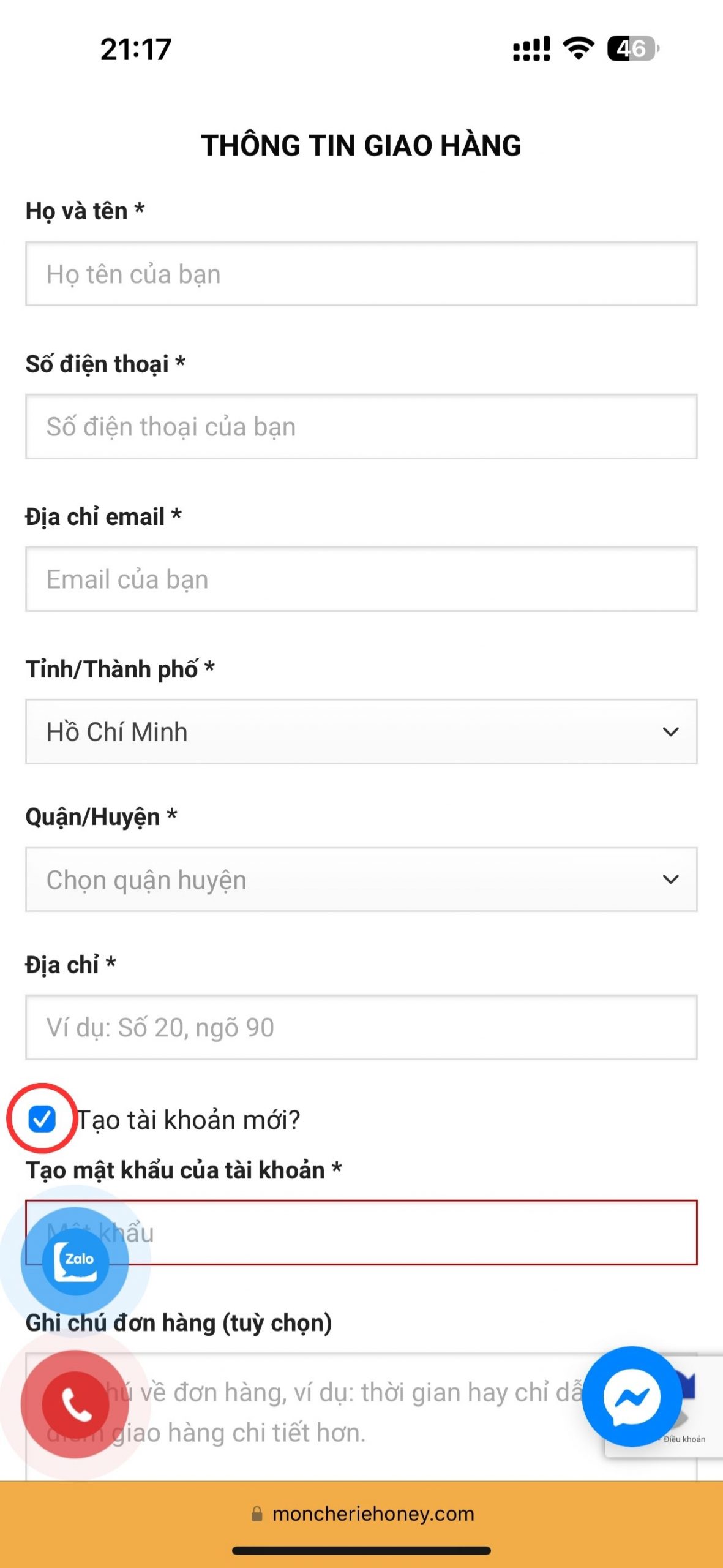 Bước 3: Thanh toán